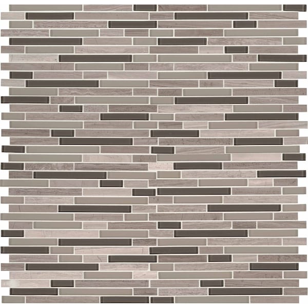 Modello Grigio Interlocking SAMPLE Glass Stone Mesh-Mounted Mosaic Tile